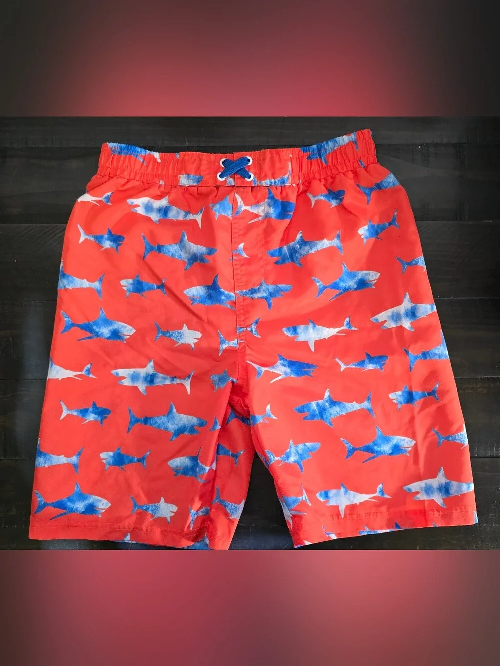 Boys Surf Time Kids' Blue Rash Guard & Orange Shark-Print Swim Trunks Set